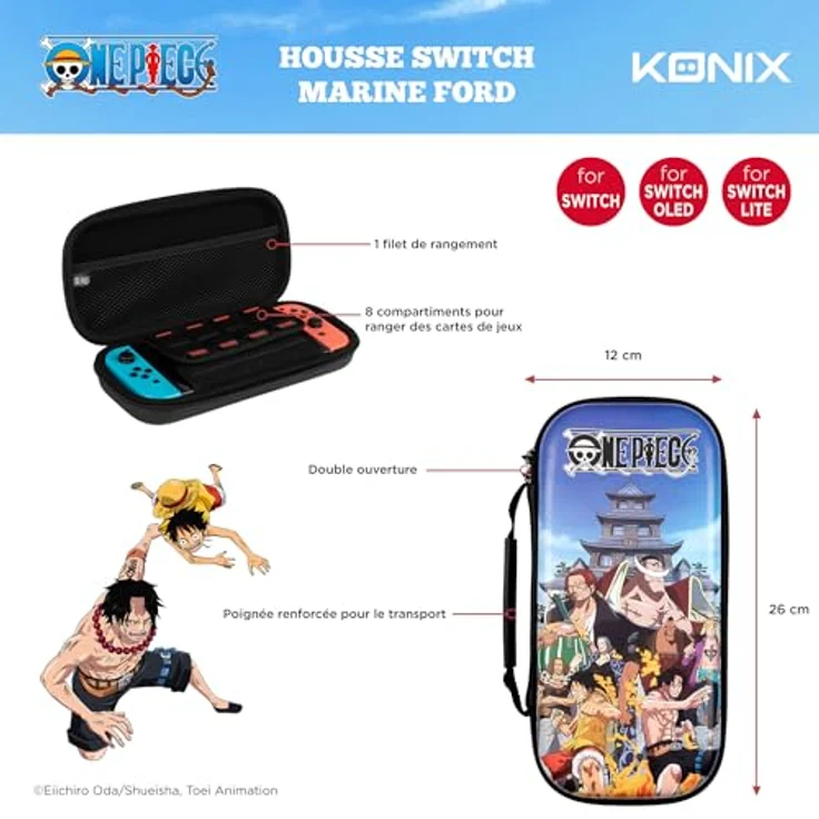 Konix One Piece Schutz- und Transporthülle für Nintendo Switch, Switch Lite und Switch OLED - Aufbewahrung von 8 Spielen - Ford-Marine-Motiv – Bild 5
