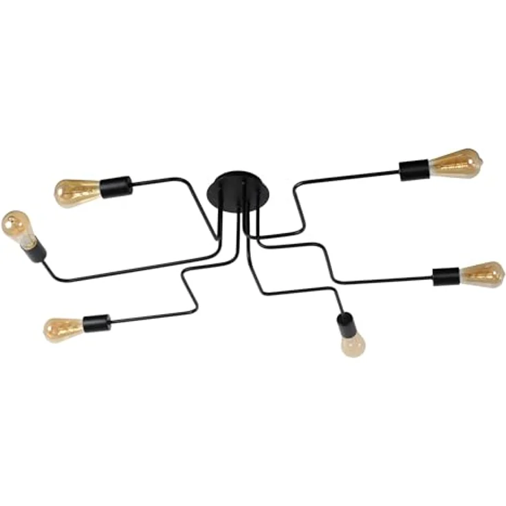 LUCIDE LESTER Deckenleuchte - 6xE27 - Schwarz, Metall, LED-kompatibel, dimmbar – Bild 2