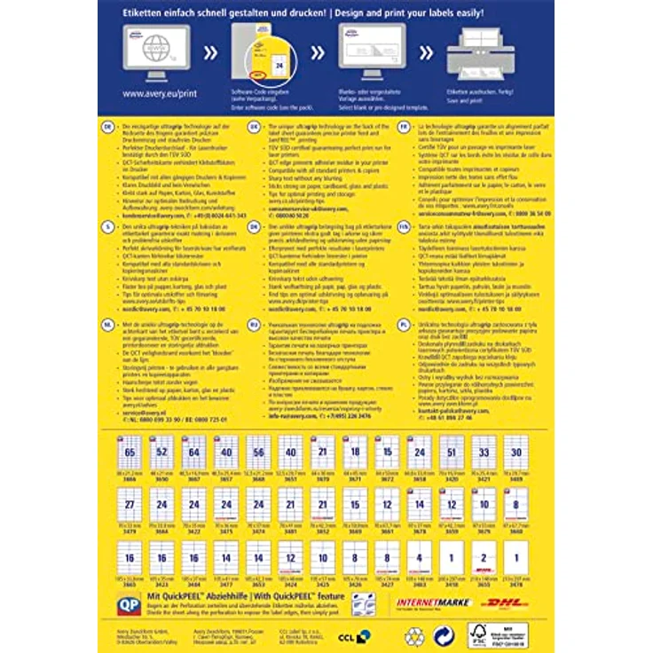 Generic AVERY Zweckform Etiketten 3425, selbstklebend, 1000 Stück, 105x57mm, weiß, FSC®-zertifiziert – Bild 12