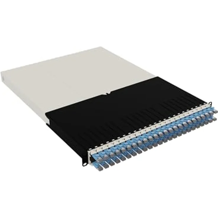 PATCHBOX Patchbox ONE 30 RU Cat.6a, 24-Port Patchpanel mit einziehbarem Kabelmanagementsystem für 48.3 cm Racks, inklusive flachen 10GB Kabeln, STP, blau – Bild 3