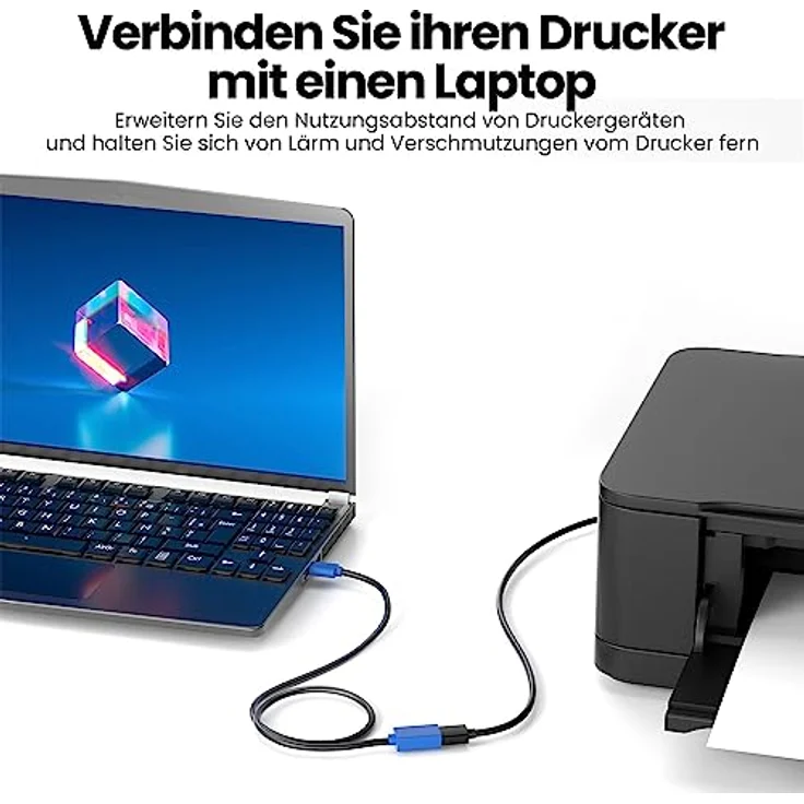 JAMEGA 5m USB 3.0 Verlängerungskabel mit Vergoldeten Kontakten - High Speed Datenübertragung 5Gbps - Schwarz – Bild 5