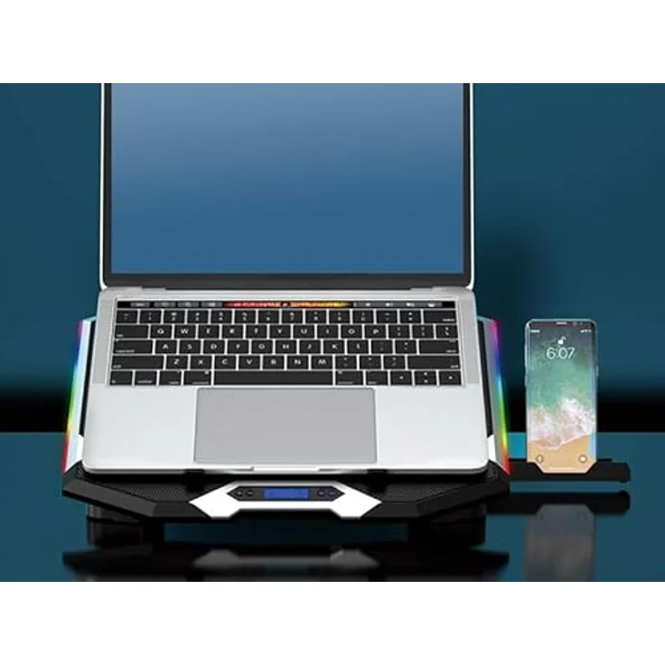 Conceptronic THYIA01B ERGO Gaming-Notebook Kühlständer mit 6 Lüftern, einstellbare Lüftergeschwindigkeit und RGB-Lichtmodus, Smartphone Ständer, 5-stufig höhenverstellbar, (17.0") – Bild 3