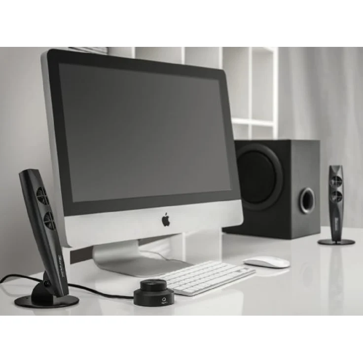 Wavemaster STAX 2.1 Lautsprecher System (46 Watt) Aktiv-Boxen für TV-Tablet-Smartphone-PC schwarz (66201) – Bild 2
