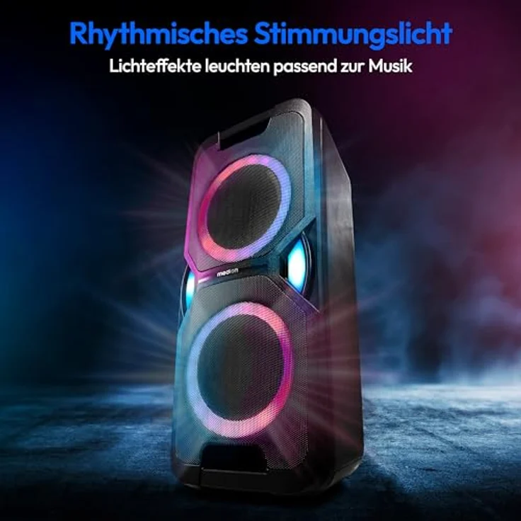 MEDION LIFE® P61468 Partylautsprecher, Bluetooth® 5.0, 44W RMS, X-Bass, Lichteffekte, Mikrofon, PLL-UKW – Bild 3