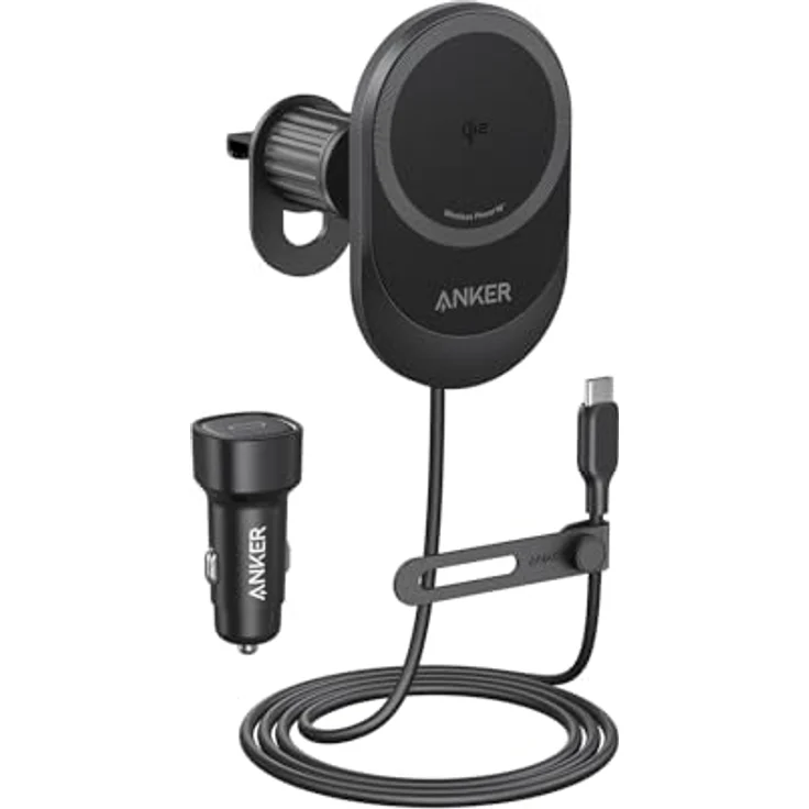 Anker MagGo 15W MagSafe Autohalterung, Kabelloses Auto Ladegerät für iPhone 15/14 Serie, 360° verstellbar, Starke Magnete – Bild 1
