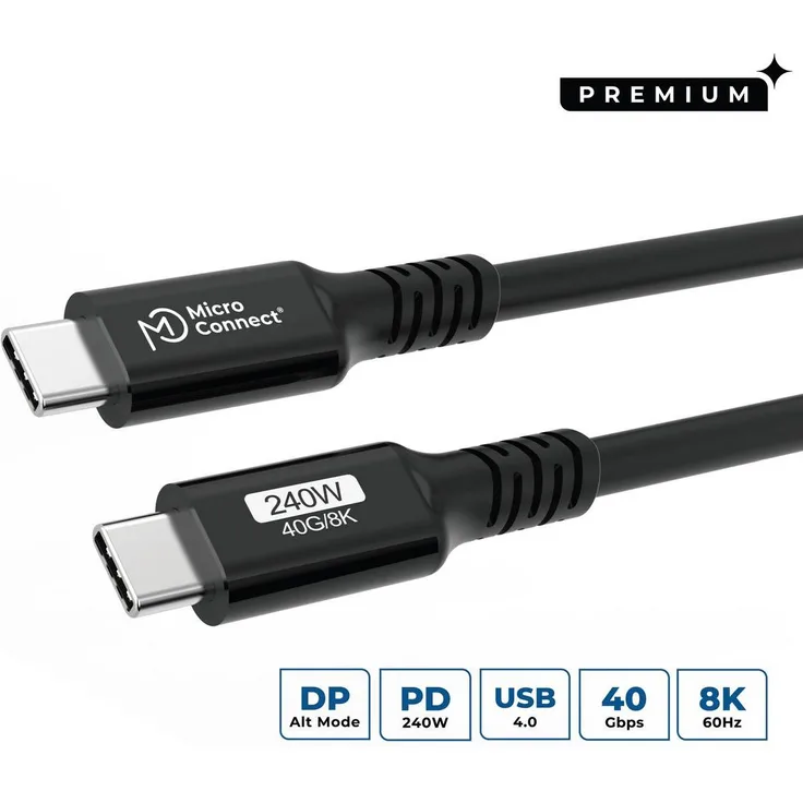 MicroConnect USB4CC025-240W, USB-Kabel mit 240W Leistung, 0.25m Länge