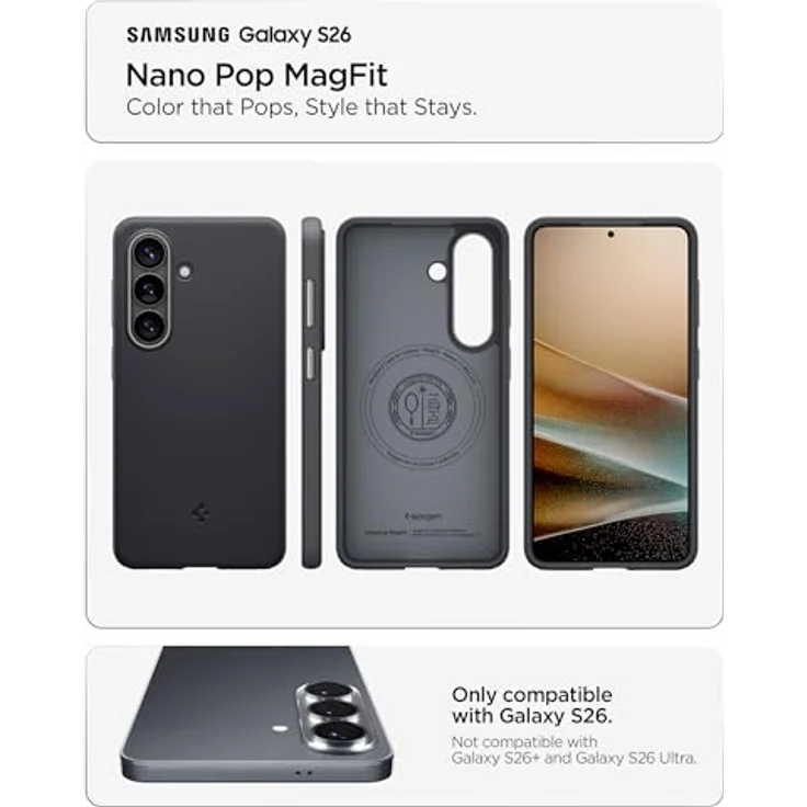 Spigen Nano Pop MagFit Hülle für Samsung Galaxy S26, Zweifarbiges Design, Dünn und Staubfrei, Kompatibel mit MagSafe - Black Sesame – Bild 3