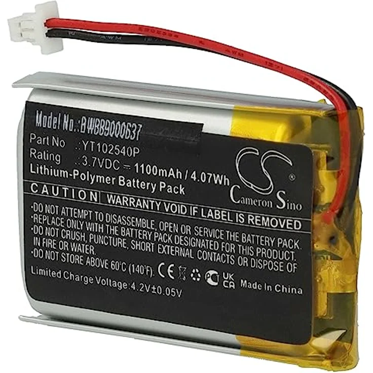 vhbw Akku kompatibel mit Sena 30K, 30K SP46, 50S Wireless Headset Kopfhörer (1100mAh, 3,7V, Li-Polymer) – Bild 3