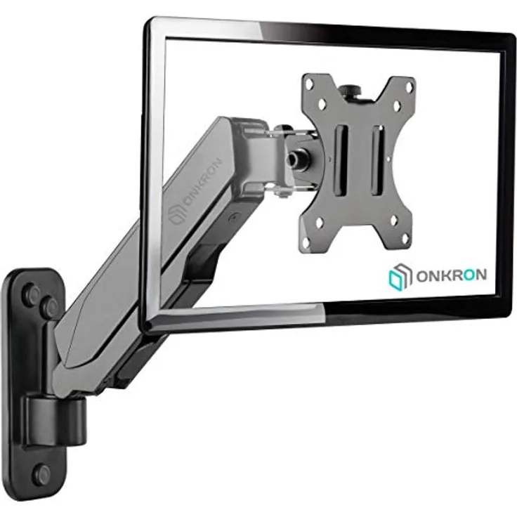 ONKRON Monitor Wandhalterung/TV Halterung für 13-34'' Flach & Curved Bildschirme max VESA Wandhalterung 100 x 100 Neigung 35° Gewicht bis zu 8 kg Einarm drehbar Schwarz G120-B