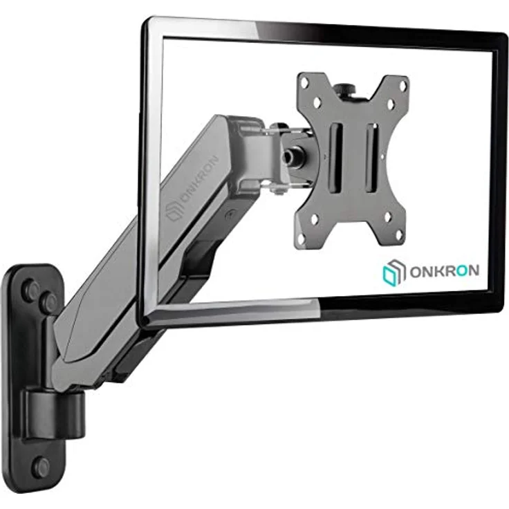 ONKRON Monitor Wandhalterung/TV Halterung für 13-34'' Flach & Curved Bildschirme max VESA Wandhalterung 100 x 100 Neigung 35° Gewicht bis zu 8 kg Einarm drehbar Schwarz G120-B – Bild 1