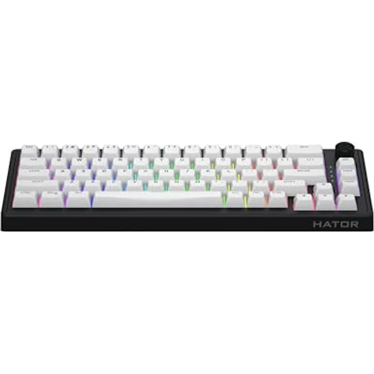 HATOR Skyfall 65 Wireless Mechanische Gaming-Tastatur, Hot-Swap, RGB, Gasket Mount, 1000Hz, 2.4GHz/Bluetooth/USB-C, Schwarz/Weiß, US Layout – Bild 2