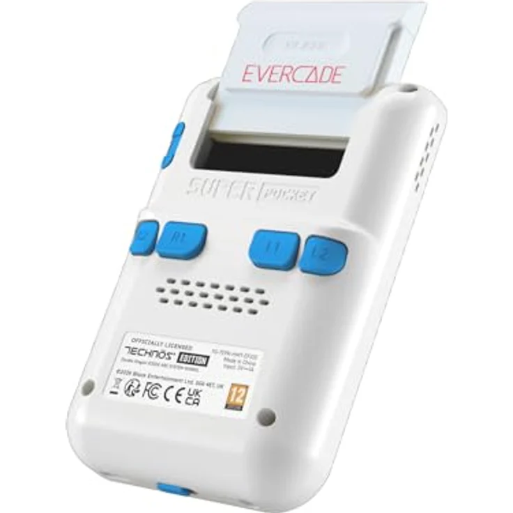 BLAZE EVERCADE TECHNOS SUPER POCKET, Handheld-Konsole mit 15 Arcade-Klassikern, weiß mit blauer Frontplatte, erweiterbar mit Evercade-Cartridges, 4+ Std. Akkulaufzeit – Bild 3