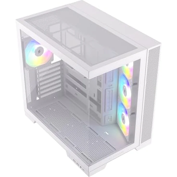 SILENTWARE Silentware View A-RGB White Midi Tower PC-Gehäuse, gehärtetes Glas, 4x 120mm RGB Lüfter, USB-C, ATX/mATX/ITX – Bild 2