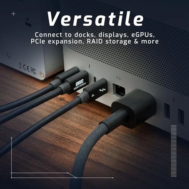 OWC Thunderbolt 4/USB-C Kabel, 0.7m, Schwarz, 8K Unterstützung, 40 Gbps, USB-Stromversorgung (100 W) – Bild 4