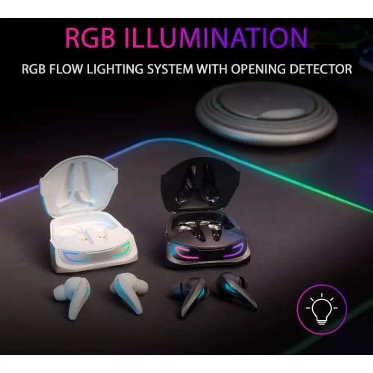 Mars Gaming MHI-ULTRA Schwarz, Wireless Headset TWS, RGB Flow, Bluetooth 5.3, Triple Geräuschunterdrückung, 24H Akkulaufzeit – Bild 2