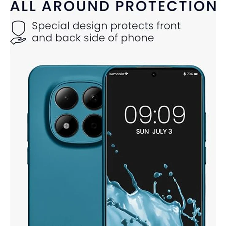 kwmobile Handyhülle für Xiaomi Redmi Note 15 Pro 5G, weiche Silikon Case in Metallic Karibikblau, rutschfest und reißfest mit präzisen Ausschnitten für Kameralinsen – Bild 5