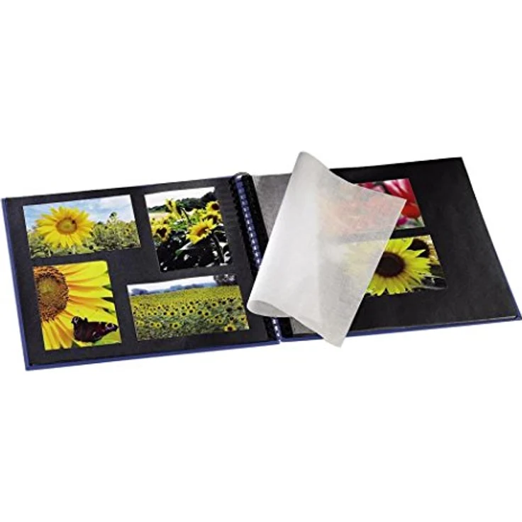 Hama Jumbo Fotoalbum, 36 x 32 cm, 50 schwarze Seiten, 25 Blatt, mit Ausschnitt für Bildeinschub, Fotobuch blau – Bild 6