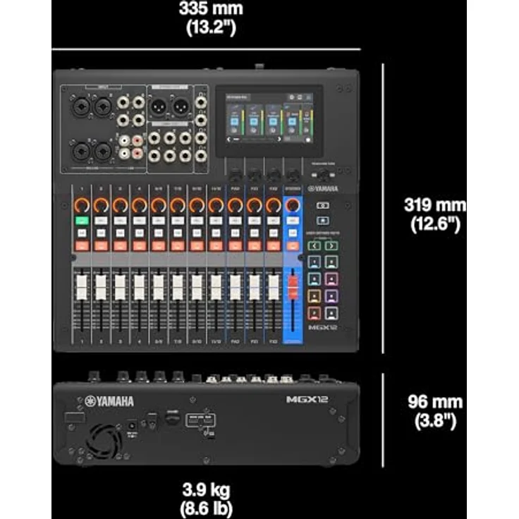 Yamaha MGX12 BK, 12-Kanal Digitalmischpult mit Bluetooth, integrierten DSP und 16-Spur Recording, Schwarz – Bild 12