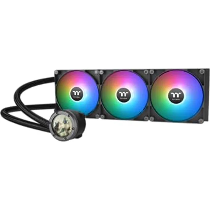 Thermaltake TH420 V2 Ultra ARGB Sync All-In-One Liquid Cooler, Schwarz - Wasserkühlung für große Gehäuse mit CT140 ARGB Lüftern abstimmbare Pumpe und LCD-Display, Kompatibel mit Intel und AMD CPU-Sockeln, 5V ARGB Connector Clip für korrekten Anschluss