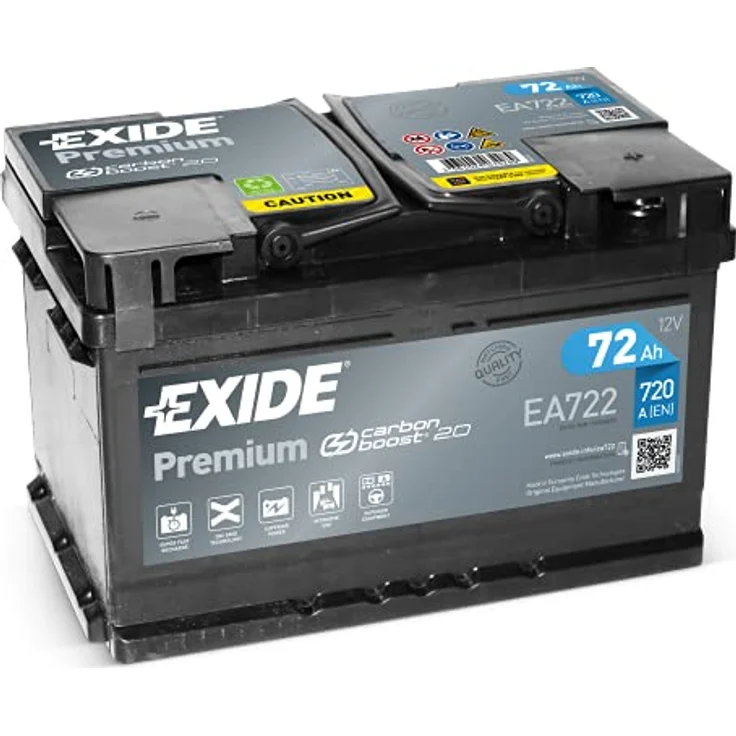 Exide EA722 Premium Carbon Boost 72Ah 720A, wartungsfreie Autobatterie mit hohem Kaltstartstrom – Bild 1