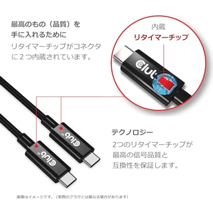 Club 3D CAC-1578 USB4 Gen3x2 Type-C Bi-Direktional Kabel 8K60Hz 40Gbps PD 240W(48V/5A) EPR St/St 2m – Bild 5