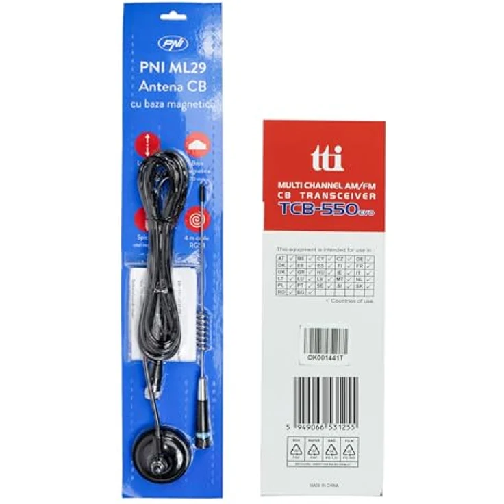 PNI TTi TCB-550 EVO, CB-Radiosender-Kit mit VOX, NB-Filter und mehrfarbigem Bildschirm, 12–24 V, inklusive PNI ML29 CB-Antenne 34 cm – Bild 9
