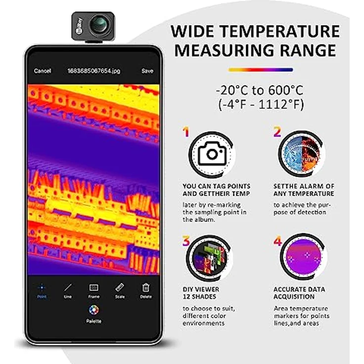 InfiRay P2 Pro Wärmebildkamera Android, 9g Vollmetallgehäuse, Messtemperaturbereich -20°C~550°C, 256X192 Auflösung, unterstützt Android 9.0 und höher – Bild 3