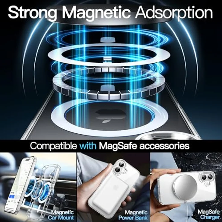 JETech Magnetisch Hülle für iPhone 16 (6,1 Zoll), Stoßfest, Anti-Kratzer, Transparente Rückseite, Kompatibel mit MagSafe – Bild 4