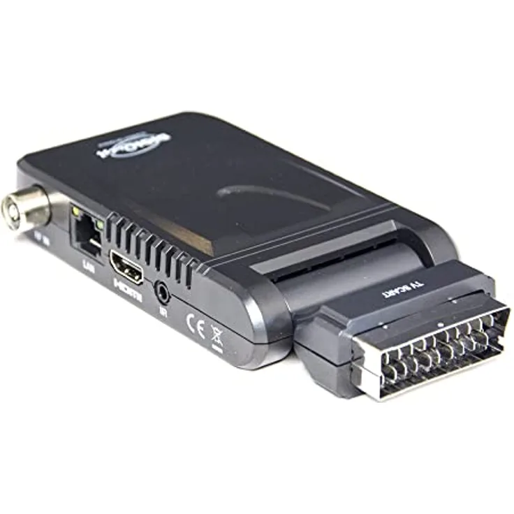 Digiquest INVISIBLE Digital Decoder, DVB-T Receiver mit Full-HD, HEVC H.265, Schwarz, 12-V-Stromversorgung für Boote und Wohnmobile