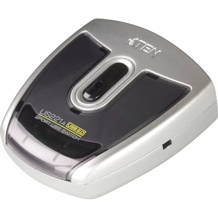 ATEN 2-Port USB 2.0 Peripheral Switch, Schwarz/Silber, Zugriff auf USB-Peripheriegeräte, automatische Portumschaltung, 480 Mbps