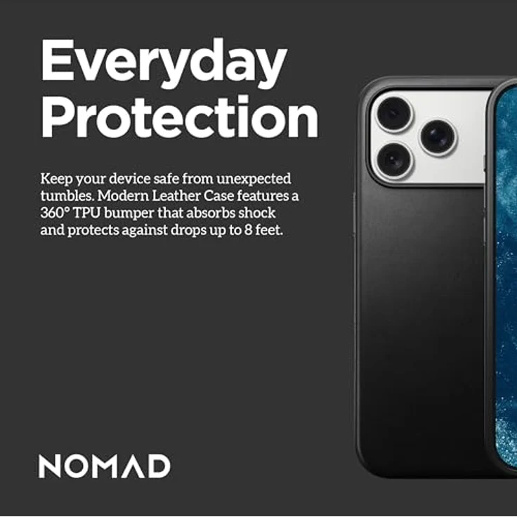 NOMAD Moderne Lederhülle für iPhone 17 Pro Max, Schwarz, MagSafe und kabelloses Laden, 2,4 m Fallschutz – Bild 9