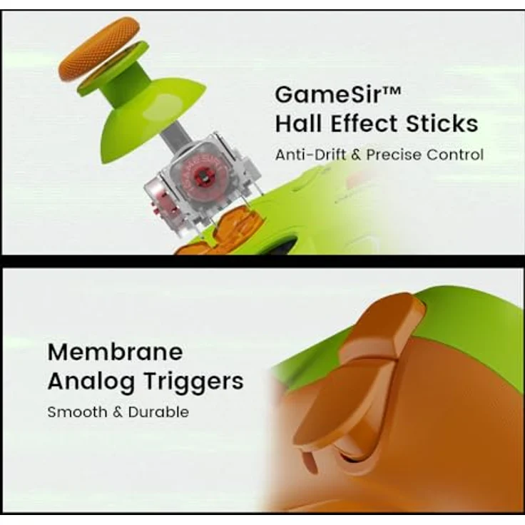 GameSir T3 Lite Controller, Kabelgebunden in leuchtendem Grün mit ergonomischem Design und präzisen Analogsticks – Bild 3