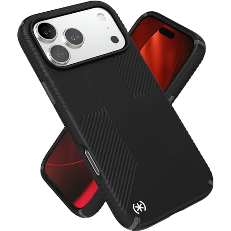 Speck Presidio2 Grip Hülle für Apple iPhone 17 Pro Max, mit Microban-Beschichtung, Armor Cloud Fallschutz, MagSafe-kompatibel, Schwarz
