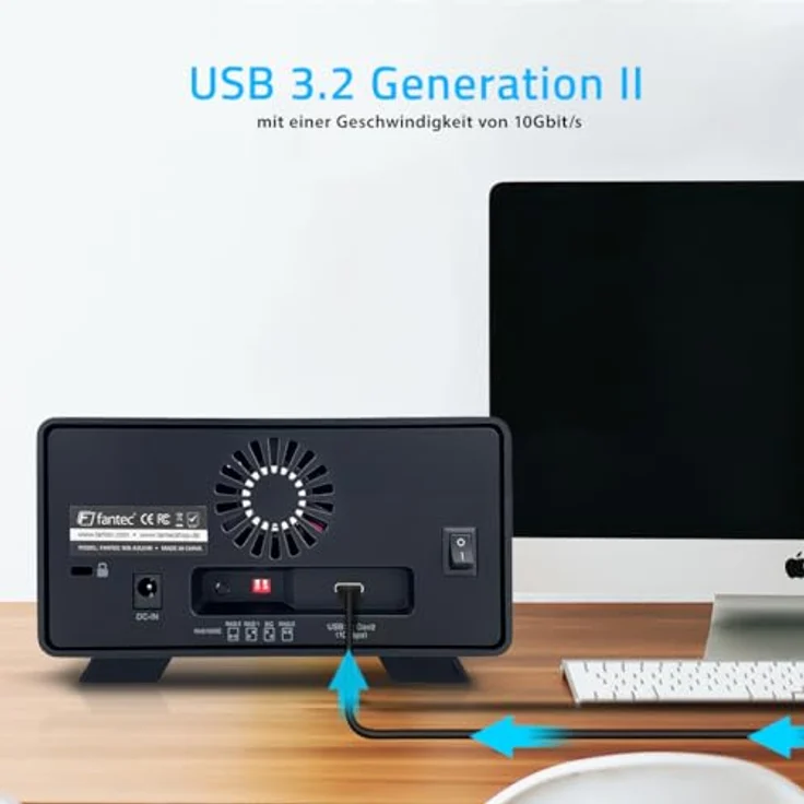 Fantec MB-X2U31H 2x 3,5" Gehäuse, robustes Aluminium mit USB 3.2 Gen. 2, RAID-Unterstützung, schwarz – Bild 5