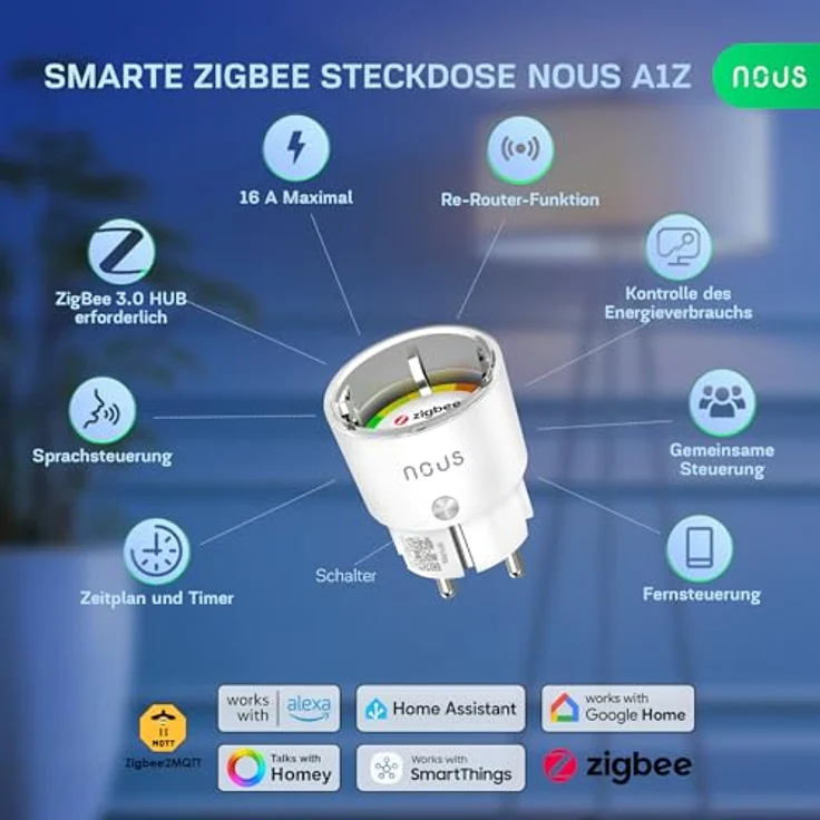 NOUS A1Z Smarte Steckdose, ZigBee, 4er Set – Bild 2