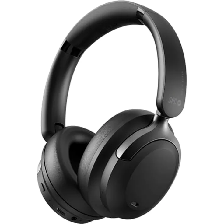 SPC Heron 2 Pro, Kabellose Bluetooth-Kopfhörer mit 75 Std. Akkulaufzeit, Geräuschunterdrückung, Duale Bluetooth-Verbindung, Gaming-Modus, verstellbar und klappbar, Schwarz, aus recyceltem Kunststoff