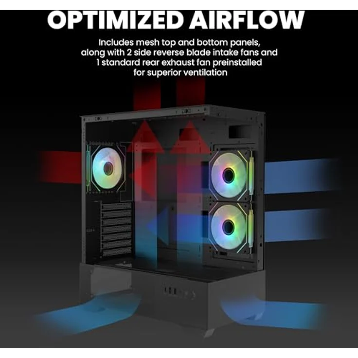 Zalman Chronix Black, ATX/Mini-ITX/mATX PC Gehäuse mit gehärteten Glasplatten und RGB-Lüftern, Schwarz – Bild 8