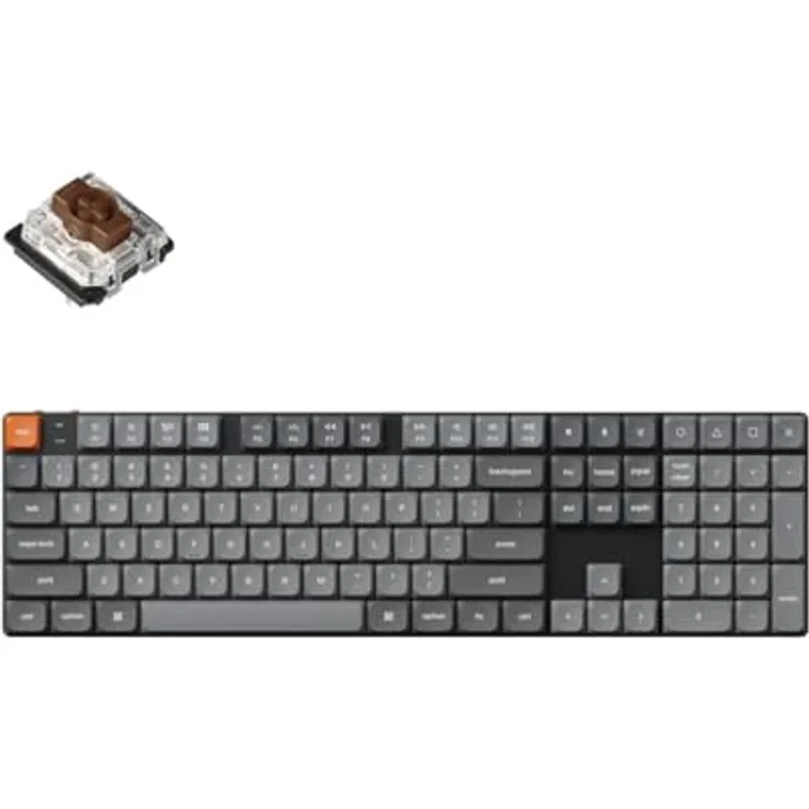 Keychron K5 Max, Ultraflache kabellose mechanische Tastatur mit QMK/VIA programmierbar, 3-Modus Bluetooth/2.4 GHz/Kabel, RGB LED, Low Profile Gateron Brown Switch Hot-Swap, PBT Tastenkappen