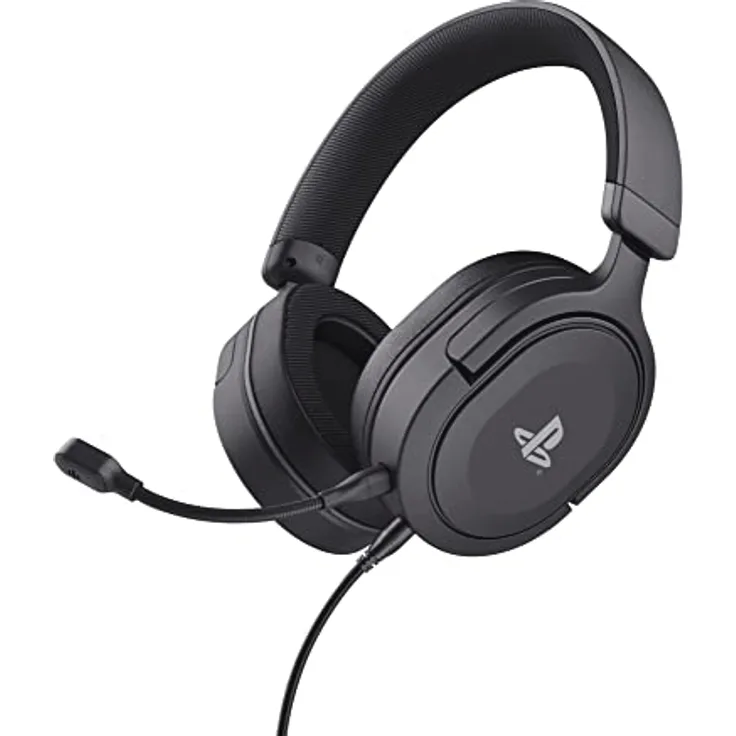 Trust Gaming Headset GXT 498 Forta Offiziell Lizenziert für Playstation 5, Nachhaltig, PS4 / PS5 Headset, 1,2 m Kabel, 50mm-Treiber, Abnehmbares Mikrofon, Verstellbare Over-Ear Kopfhörer, Schwarz