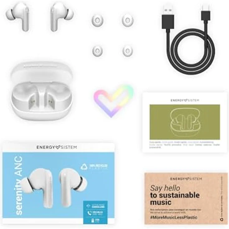Energy Sistem Serenity ANC, True Wireless Earphones mit aktiver Geräuschunterdrückung und integriertem Mikrofon, kabellos, Weiß – Bild 6