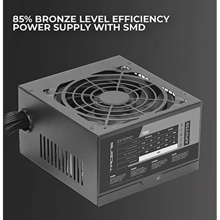 Tacens Anima APIII750, Netzteil PC ATX 750W, SMD Technologie 85% Bronze 12V, Ultraleiser 12cm Lüfter, Schwarz – Bild 2