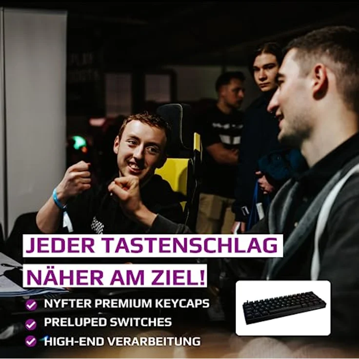 Nyfter - NYFBOARD GEN2 Black Gaming Computer Tastatur mit Gateron Yellow Switches - HOT-SWAPPABLE mechanisch RGB-Hintergrundbeleuchtung ISO-DE 75% Layout für Gamer – Bild 4