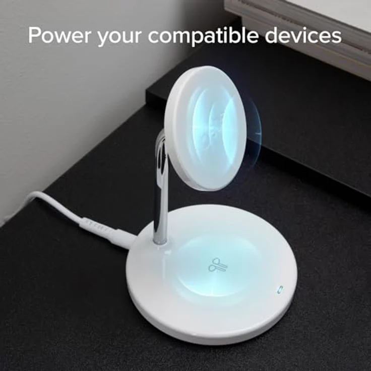 SBS Vertikale kabellose 2-in-1-Ladestation für iPhone und Android-Handys, Wireless Charger mit 15 W, Weiss – Bild 7