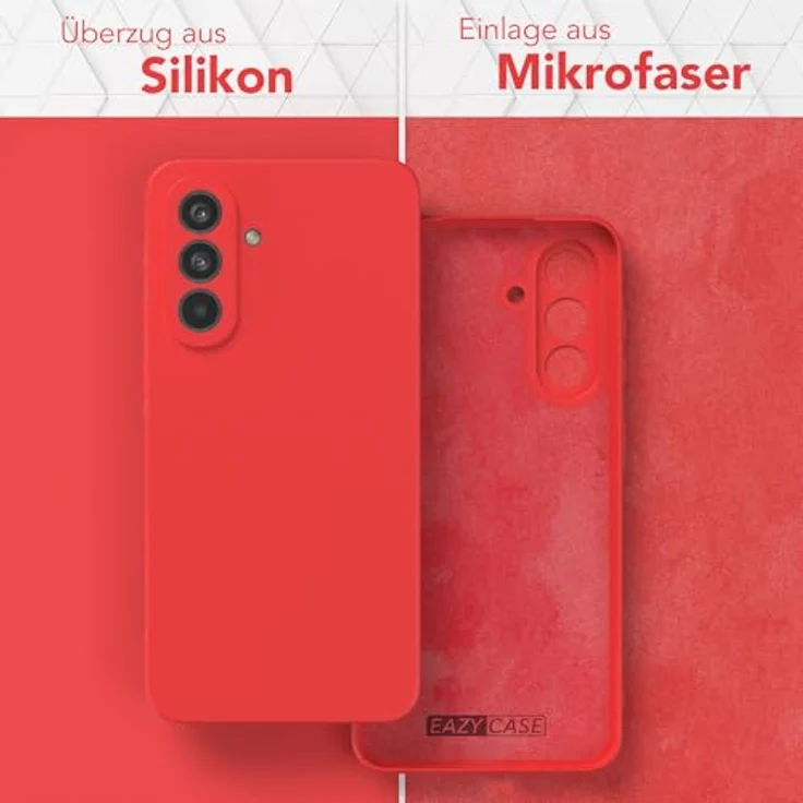 EAZY CASE Silikonhülle für Samsung Galaxy A56 5G, stoßfeste Schutzhülle in Rot mit Kameraschutz und kabellosem Laden – Bild 3
