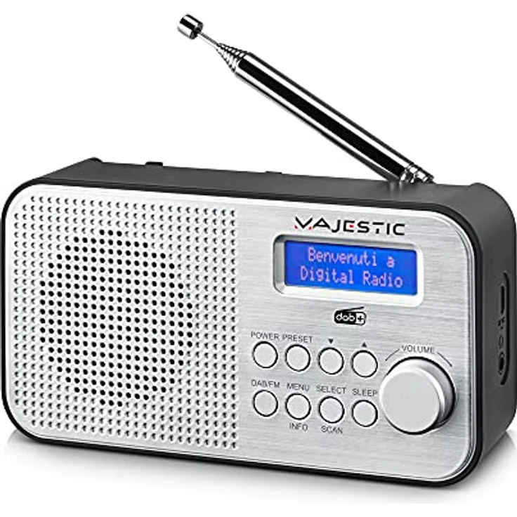 Majestic RT 194 DAB, Tragbares DAB/DAB+/FM Radio mit LCD-Display, wiederaufladbarem Akku, Kopfhörerausgang, zwei Alarmen und drei Klingeltönen, schwarz – Bild 1