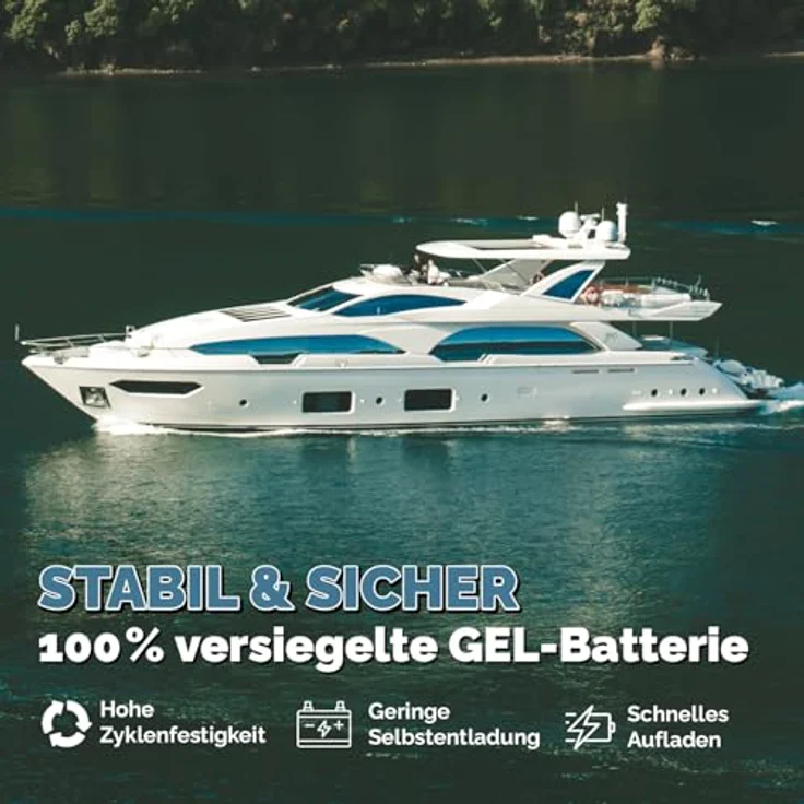 Electronicx Marine Edition Gel Batterie 120 AH 12V, wartungsfreie Bootsbatterie mit hoher Stromabgabe und auslaufsicherem Gehäuse – Bild 4