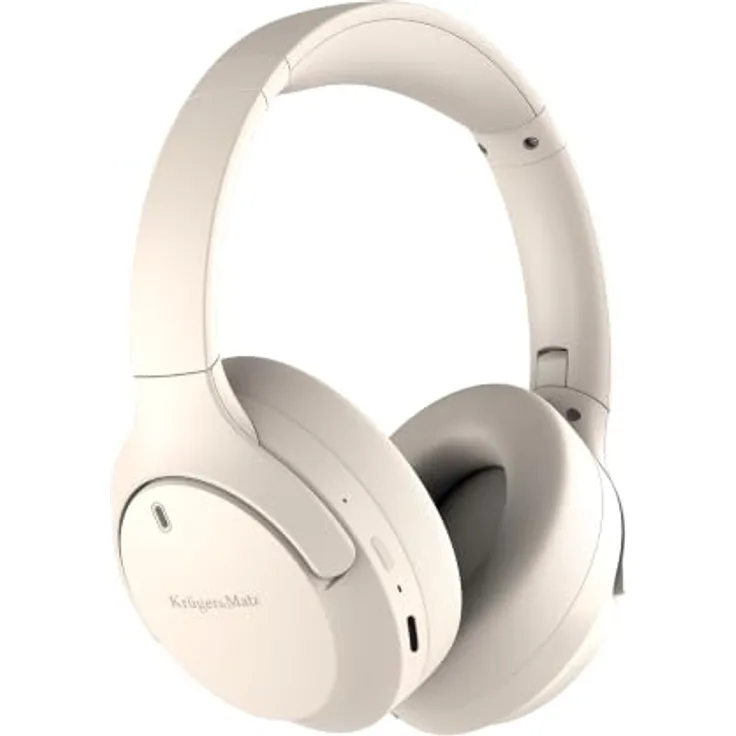 Krüger&Matz Street 4, Kabellose Over-Ear-Kopfhörer mit Mikrofon, ANC, Bluetooth 5.4, beige