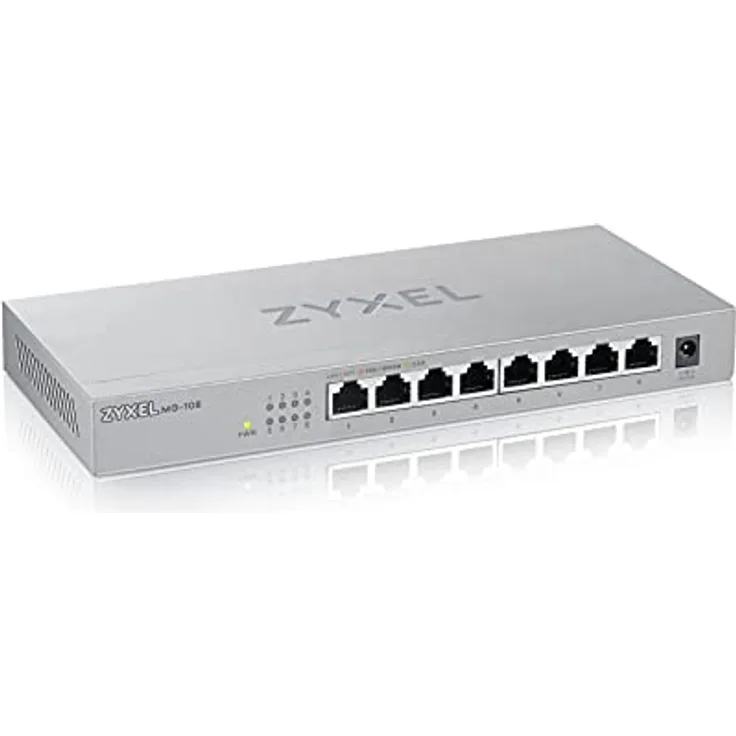 Zyxel 8-Port PoE 2.5G Multi-Gig Unmanaged Switch @ 100W mit 8 x PoE++(60W), 1 x 10G SFP+ |Desktop- oder Wandmontage [XMG-108HP]