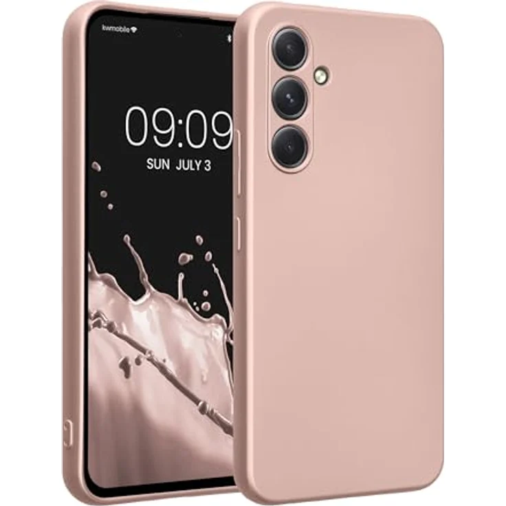kwmobile Handyhülle für Samsung Galaxy A54 5G - weiche Silikon Schutzhülle mit metallischem Effekt in Metallic Rosegold, rutschfest und reißfest – Bild 1