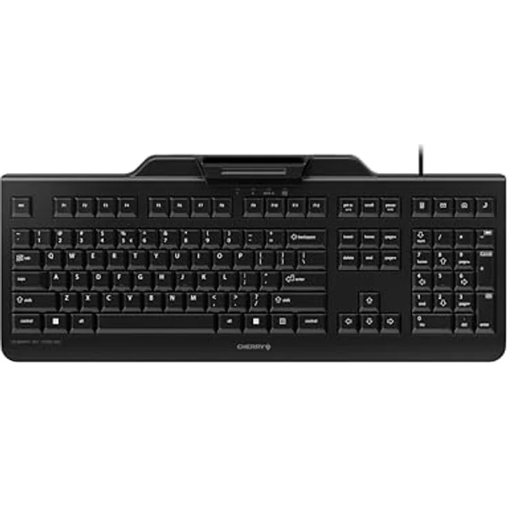 CHERRY KC 1000 SC, Kabelgebundene Security-Tastatur mit integriertem Kartenleser, US-Layout (QWERTY), Plug & Play (USB-A), Flaches Design, Schwarz – Bild 1